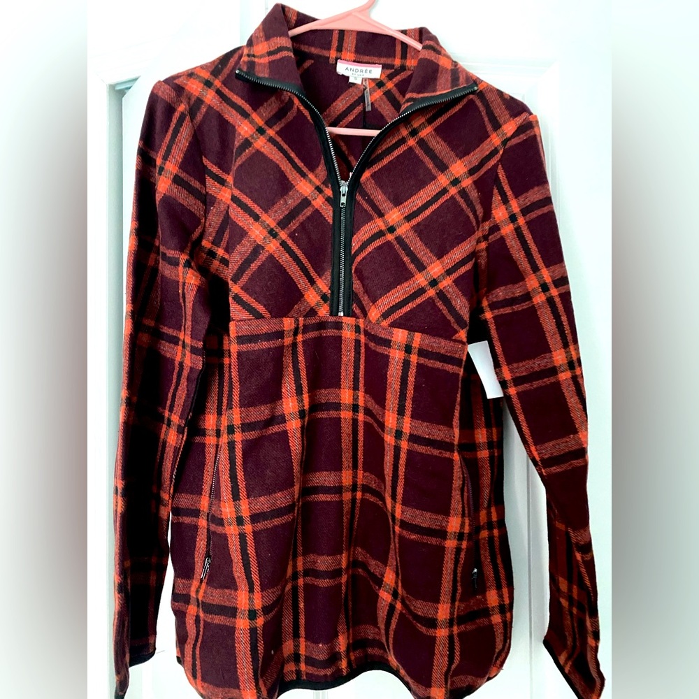 Brand New Andree by Unit Plaid Pullover Size Small